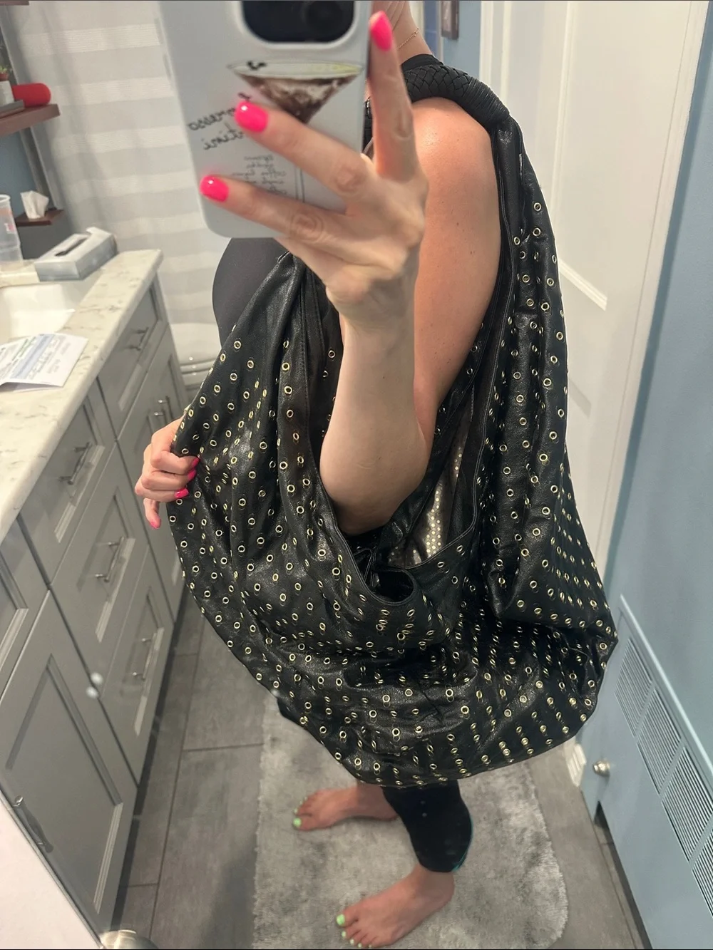 Deux Lux Black Studded Hobo Bag